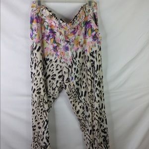 Floral and leopard print joggers
